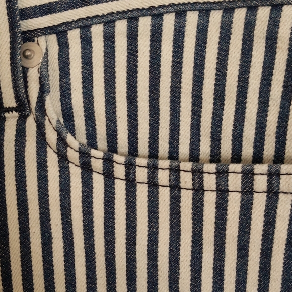 Theory Indigo and White Striped Denim 5 Pocket Jeans Shorts, Size 28 - Picture 4 of 11